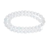 sourcing map 48pcs White Cat's Eye Stone Beads 8mm Round Smooth Gemstone Crystal Loose Bead for Jewelry Making Bracelets Necklace Earrings DIY