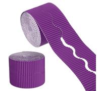 sourcing map 49.2ft Bulletin Board Border, Corrugated Paper Decorative Wavy Border, Scalloped Rolled Border Trim for Crafts Classroom Offices DIY Project Party Birthday Decoration, Purple