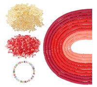 sourcing map 4900 PCS 10 Strands Polymer Clay Beads Bracelet Making Kit for Jewelry Making, with Flat & Round Heishi Gold Spacers Beads for DIY Bracelets Necklace Jewelry, 6mm Assorted Red