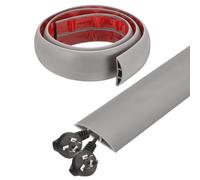 sourcing map 4ft Cord Cover Floor W0.5" x H0.3" Inner Channel PVC Hide Extension Cable Floor Wire Hider Wire Covers Protector for Prevent Cable Trips Cables Management, Grey