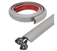 sourcing map 4ft Cord Cover Floor W0.6" x H0.33" Inner Channel PVC Hide Extension Cable Floor Wire Hider Wire Covers Protector for Prevent Cable Trips Cables Management, Grey