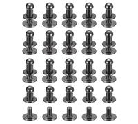 sourcing map 4mm Ball Head Stud Rivets Screw Back, 20Pack Round Head Button Nipple Rivet for DIY Leather Craft Handbag Belt, Metallic Black