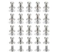 sourcing map 4mm Ball Head Stud Rivets Screw Back, 50Pack Round Head Button Nipple Rivet for DIY Leather Craft Handbag Belt, Silver Tone