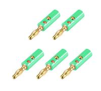 sourcing map 4mm Banana plugs Speaker Wire Cable Screw Plugs Connectors Green 5pcs Jack Connector