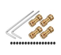 sourcing map 4mm to 5mm Bore Rigid Coupling 20mm Length 9mm Dia M3 Brass Shaft Coupler Connector for 3D Printers DIY Car Boat Copper Tone, with 4pcs Coupling, 16pcs Screws, 2pcs Wrench