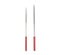 sourcing map 4mm x 160mm and 5mm x 180mm Round Diamond Needle File Set Red Plastic Handle Rock for Metal Glass Stone,2pcs