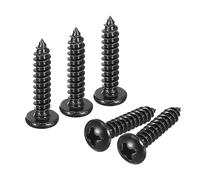 sourcing map 4mm x 20mm Phillips Pan Head Self-tapping Screw, 100pcs - 304 Stainless Steel Round Head Wood Screw Full Thread (Black)