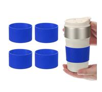 sourcing map 4Pack Coffee Cup Sleeves, Reusable Silicone Heat Resistant Cup Protective Sleeve Nonslip Mug Protector Cover for Home Travel Coffee Mug Glasses Water Bottle Boots, Sapphire