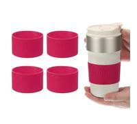 sourcing map 4Pack Coffee Cup Sleeves, Reusable Silicone Heat Resistant Cup Protective Sleeve Nonslip Mug Protector Cover for Home Travel Coffee Mug Glasses Water Bottle Boots, Rose Red