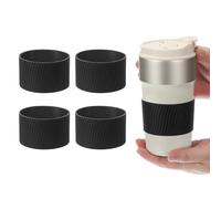 sourcing map 4Pack Coffee Cup Sleeves, Reusable Silicone Heat Resistant Cup Protective Sleeve Nonslip Mug Protector Cover for Home Travel Coffee Mug Glasses Water Bottle Boots, Black
