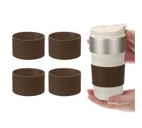 sourcing map 4Pack Coffee Cup Sleeves, Reusable Silicone Heat Resistant Cup Protective Sleeve Nonslip Mug Protector Cover for Home Travel Coffee Mug Glasses Water Bottle Boots, Coffee