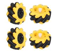 sourcing map 4Pack Mecanum Wheels Set, 60mm / 2.36 ABS Rubber Left and Right Omnidirectional Wheels for Smart Robot Car Parts DIY Models Accessories, Yellow