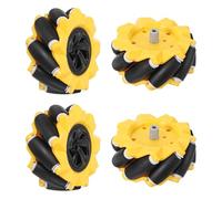 sourcing map 4Pack Mecanum Wheels Set, 80mm / 3.15 ABS Rubber Left and Right Omnidirectional Wheels for Smart Robot Car Parts DIY Models Accessories, Yellow