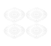 sourcing map 4Pack Retro Lace Placemat 12x16-in Oval Embroidered Table Place Mats French Crochet Doilies Coasters Cup Mat for Home Wedding, Pure White