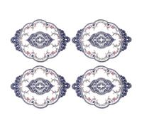 sourcing map 4Pack Retro Lace Placemat 12x17-in Oval Embroidered Table Place Mats French Crochet Doilies Coasters Cup Mat for Home Wedding, Navy Blue