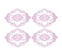 sourcing map 4Pack Retro Lace Placemat 12x17-in Oval Embroidered Table Place Mats French Crochet Doilies Coasters Cup Mat for Home Wedding, Purple