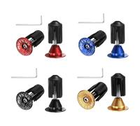 sourcing map 4Pair Bike Handlebar End Plugs Aluminum Bar End Caps 16-21mm Adjustment Expanding Locking with Tool for MTB Road BMX Fixed Gear Bike, Red, Blue, Black, Gold
