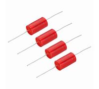 sourcing map 4pcs 0.47uf Frequency Divider Capacitor, 250V Red Axial Audio Speaker Crossover MKP Film Capacitor