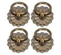 sourcing map 4Pcs 0.98" Inch Brass Drawer Pulls and Knobs, Vintage Ring Drawer Pulls with Screws Flower Shape for Cabinet Dresser Closet Cupboard, Bronze