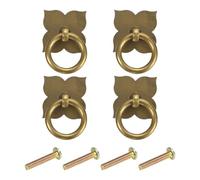 sourcing map 4Pcs 1.18 Inch Brass Drawer Pulls and Knobs, Vintage Ring Drawer Pulls with Screws Four-Petal Flower Shape for Cabinet Dresser Closet Cupboard, Bronze