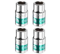 sourcing map 4pcs 1/2" Drive 6 Points Socket 12mm Metric Shallow Impact Socket CR-V Steel Flip Socket Spindle Axle Nut Impact Socket for Home Auto Hex Nuts Bolts Repair, Silver Green