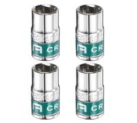 sourcing map 4pcs 1/2" Drive 6 Points Socket 14mm Metric Shallow Impact Socket CR-V Steel Flip Socket Spindle Axle Nut Impact Socket for Home Auto Hex Nuts Bolts Repair, Silver Green