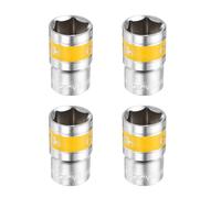 sourcing map 4pcs 1/2" Drive 6 Points Socket 17mm Metric Shallow Impact Socket CR-V Steel Flip Socket Spindle Axle Nut Impact Socket for Home Auto Hex Nuts Bolts Repair, Silver Yellow