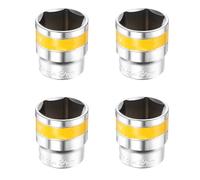 sourcing map 4pcs 1/2" Drive 6 Points Socket 32mm Metric Shallow Impact Socket CR-V Steel Flip Socket Spindle Axle Nut Impact Socket for Home Auto Hex Nuts Bolts Repair, Silver Yellow