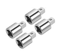 sourcing map 4pcs 1/2" Drive (F) x 3/8" (M) Socket Reducer Adapters, Female to Male, Cr-V Steel(Silver)