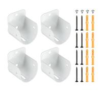 sourcing map 4Pcs 1-3/16 Inch Curtain Rod Bracket, U-Shaped Flange Socket Support, Closet Rod Pole End Holder with Screws for Wardrobe Shelf Shower Curtain, White