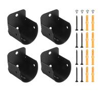 sourcing map 4Pcs 1-3/16 Inch Curtain Rod Bracket, U-Shaped Flange Socket Support, Closet Rod Pole End Holder with Screws for Wardrobe Shelf Shower Curtain, Matte Black