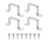 sourcing map 4pcs 1-3/4" x 1-3/4" Square Pipe Clamp, 304 Stainless Steel U Shaped Connector Bracket Heavy Duty Tube Strap Buckle with Self-Tapping Screws for Tube Installation