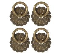 sourcing map 4Pcs 1.37 Inch Brass Drawer Pulls and Knobs, Vintage Ring Drawer Pulls with U-pins Flower Shape for Cabinet Dresser Closet Cupboard, Gold Tone
