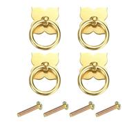 sourcing map 4Pcs 1.38 Inch Brass Drawer Pulls and Knobs, Vintage Ring Drawer Pulls with Screws Four-Petal Flower Shape for Cabinet Dresser Closet Cupboard, Gold Tone