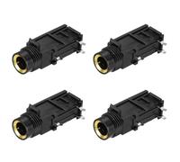 sourcing map 4pcs 1/4" 6.35mm Stereo Audio Jack, 50V 3 Pin Female Gold Plated PCB Mount Jack Video Connectors Stereo Headphone Socket for Headphone, Speaker, Car Audio, 33x17x13mm