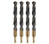 sourcing map 4pcs 1/4" Hex Shank Twist Drill Bits 13mm Gold Titanium & Black Nitride Coated 4341 High Speed Steel Quick Change Hex Drilling Bit Jobber Drill Bits for Wood Plastic Metal