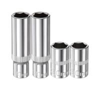 sourcing map 4Pcs 1/4-Inch Drive Deep & Shallow Impact Socket Set 10mm Metric 6 Point Design Cr-V Steel