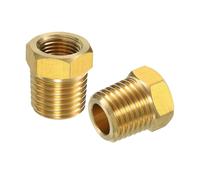 sourcing map 4Pcs 1/4 NPT Male x 1/8 NPT Female Brass Reducer Hex Bushing Threaded Pipe Fitting, Brass Threaded Pipe Fitting Adapter for Water, Gas, Oil Pipeline Systems