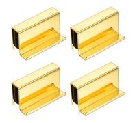 sourcing map 4Pcs 1.6 Inch Glass Finger Edge Pull, Steel Window Display Door Clips, Concealed Cabinet Door Handle for Drawers, Wardrobes, Display Glass Case, Furniture, Gold
