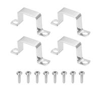 sourcing map 4pcs 1.6" x 1.6" Square Pipe Clamp, 304 Stainless Steel U Shaped Connector Bracket Heavy Duty Tube Strap Buckle with Self-Tapping Screws for Tube Installation