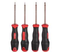 sourcing map 4pcs 1.8/2.0/2.3/3.0mm Triangle Screwdriver Magnetic Screwdrivers Heat-Treated S2 Alloy Steel with Ergonomic Handle for DIY Repairing, Red Brown