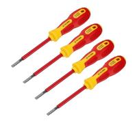 sourcing map 4pcs 1000v Insulated Electrician Screwdriver 5x100mm CR-V Magnetic Slotted Flat Head Insulation Screwdrivers