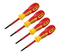 sourcing map 4pcs 1000v Insulated Electrician Screwdriver 5x75mm CR-V Magnetic Slotted Flat Head Insulation Screwdrivers