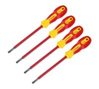 sourcing map 4pcs 1000v Insulated Electrician Screwdriver 6x150mm CR-V Magnetic Slotted Flat Head Insulation Screwdrivers