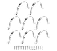 sourcing map 4Pcs 100mm(3-15/16") 304 Stainless Steel Rigid Pipe Strap, Two Hole Strap U Bracket Heavy Duty Pipe Conduit Clamp with Self-Tapping Screws for Hose Wire Cord Installation, Silver