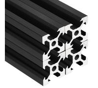 sourcing map 4Pcs 100mm V Slot 2020 Aluminum Extrusion Profile, European Standard Anodized Linear Rail for 3D Printer Part, CNC Machine, Linear Rail Guide, Black