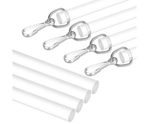 sourcing map 4Pcs 12" Acrylic Drapery Wand, Invisible Curtain Pull Rod with Hook, Universal Tilt Wand Replacement Part for High Hanging Curtain Opening-Closing, Clear