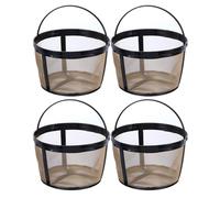 Sourcing Map 4Pcs 12 Cup Gold Nylon Coffee Filter Basket, Reusable Mesh Coffee Maker Filter, Easy to Use and Clean