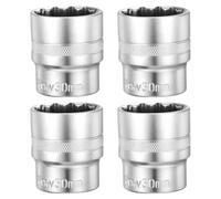 sourcing map 4pcs 12 Points Socket 1/2" Drive 30mm Metric Shallow Socket 1.7" Long CR-V Steel