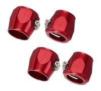 sourcing map 4pcs 12AN Hose Finisher Clamp Aluminium Hex Car Hose Finisher Flexible Pipe Clamps with Screw Band for Fuel Gas Oil Air Water Tube, Red